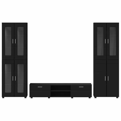 Set mobile TV con cassetto FLORIN 3 pcs Nero Legno multistrato | homemem39