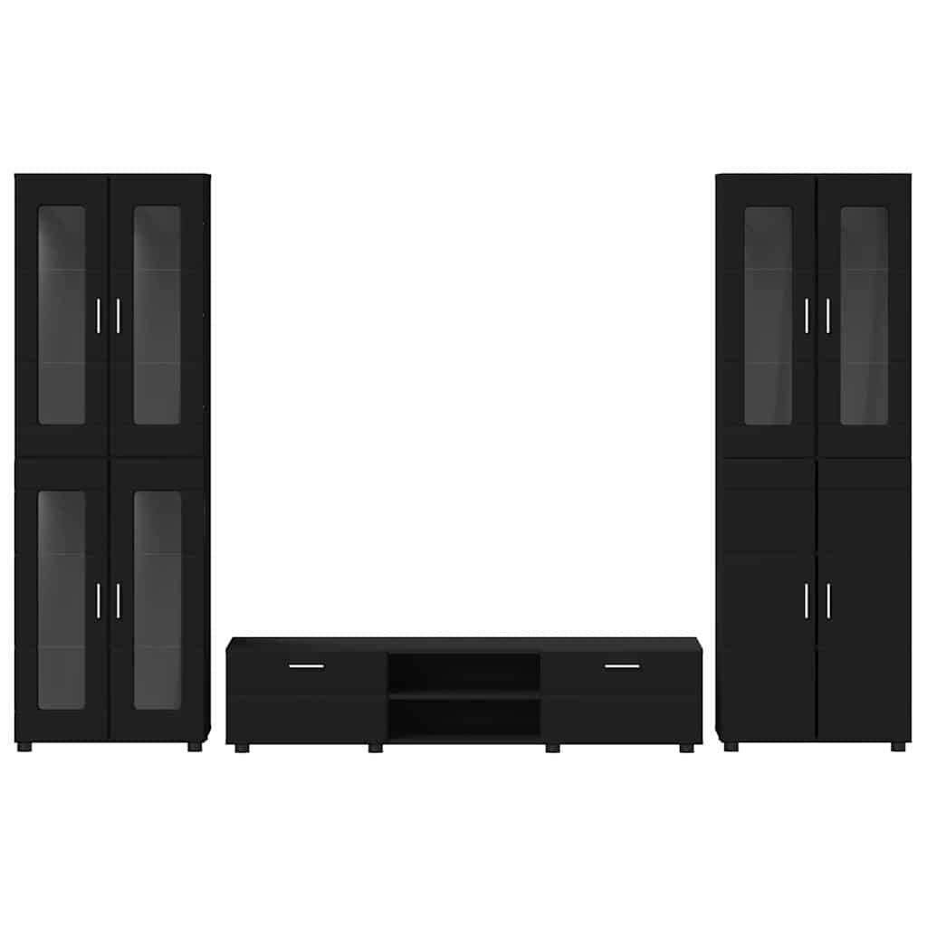 Set mobile TV con cassetto FLORIN 3 pcs Nero Legno multistrato