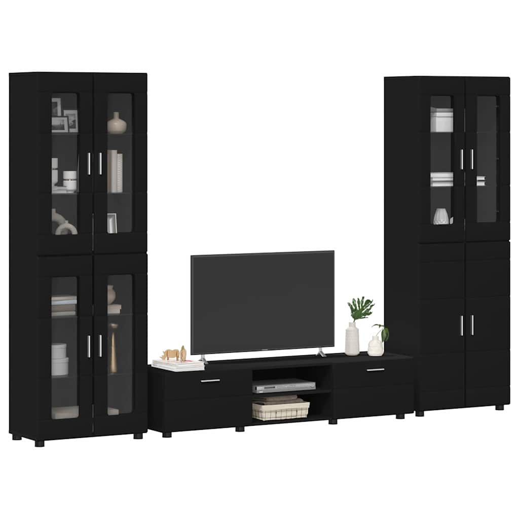 Set mobile TV con cassetto FLORIN 3 pcs Nero Legno multistrato