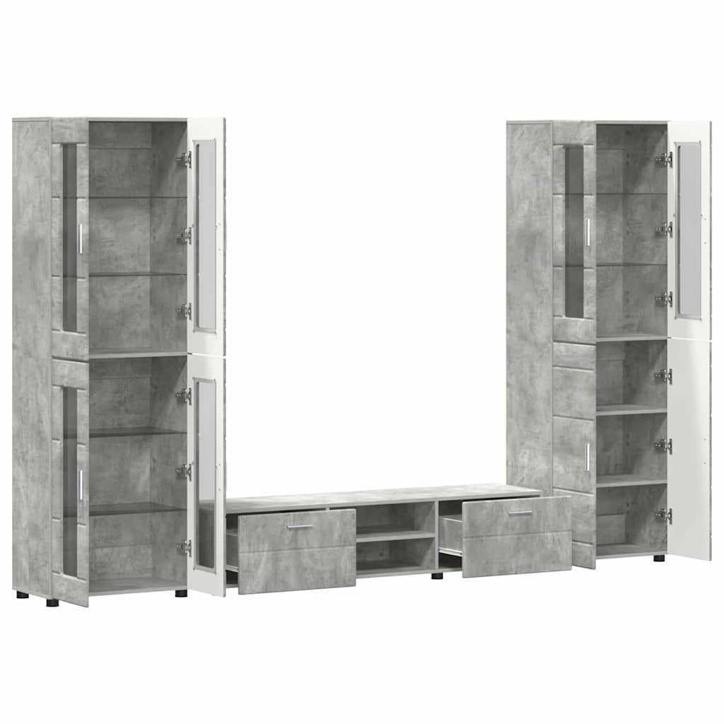 Set mobile TV FLORIN 3 pcs Grigio cemento Legno multistrato