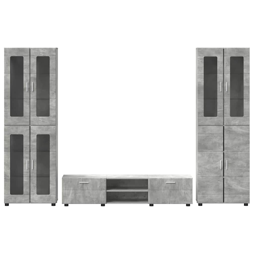 Set mobile TV FLORIN 3 pcs Grigio cemento Legno multistrato | homemem39