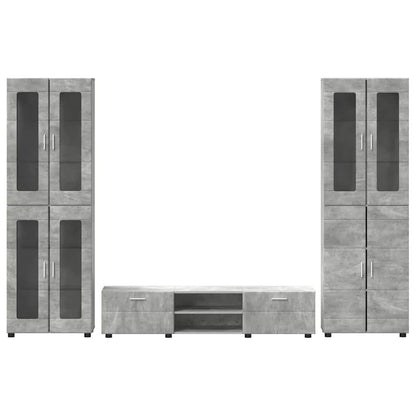 Set mobile TV FLORIN 3 pcs Grigio cemento Legno multistrato | homemem39