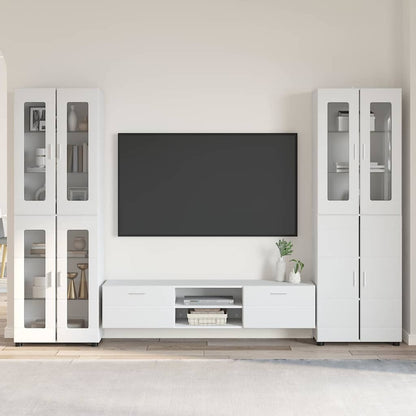 Set mobile TV FLORIN 3 pcs Bianco Lucido Legno multistrato