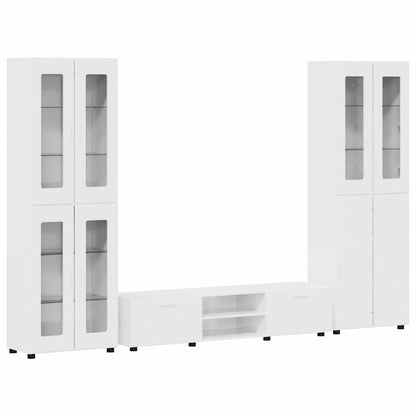 Set mobile TV FLORIN 3 pcs Bianco Lucido Legno multistrato