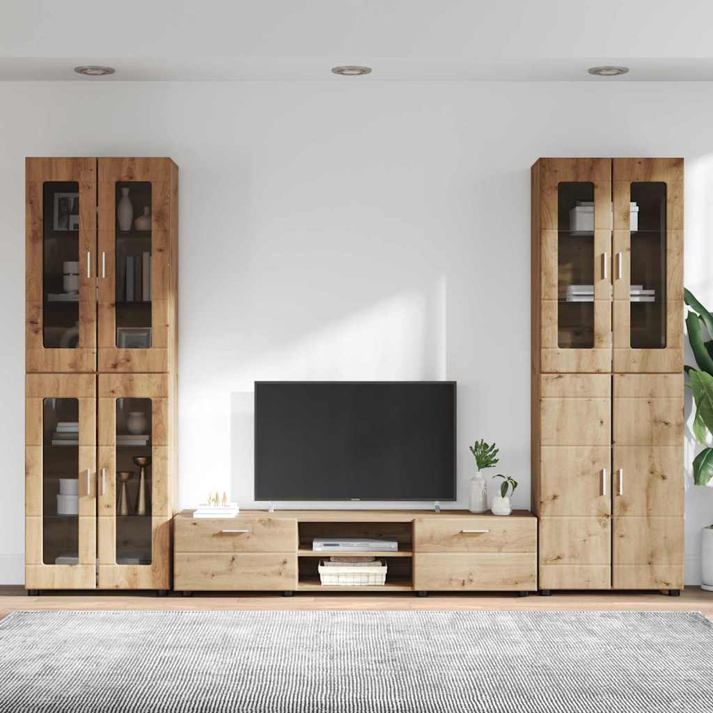 Set mobile TV FLORIN 3 pcs Rovere artigianale Legno multistrato | homemem39
