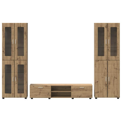 Set mobile TV FLORIN 3 pcs Rovere artigianale Legno multistrato | homemem39
