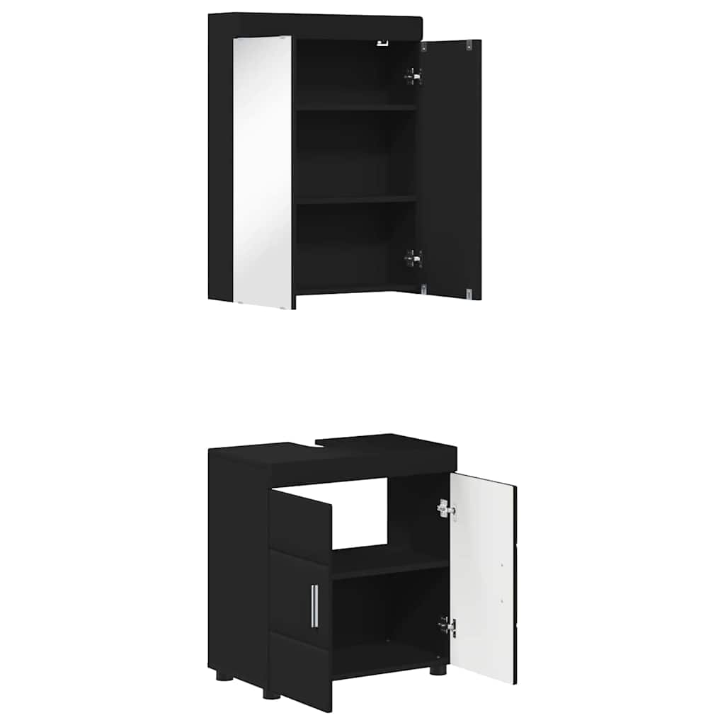 Set di mobili per il bagno TULUM 2 pcs Nero 60 x 34 x 63 cm