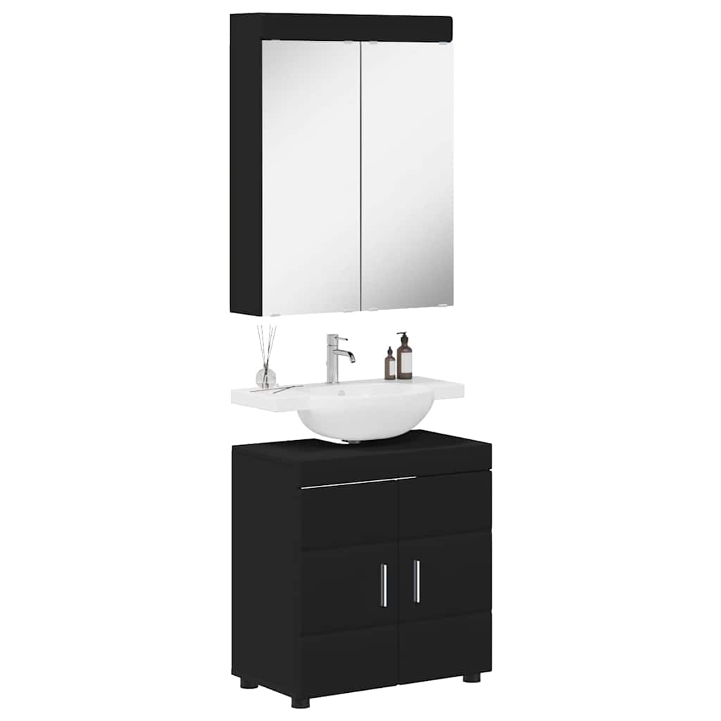 Set di mobili per il bagno TULUM 2 pcs Nero 60 x 34 x 63 cm