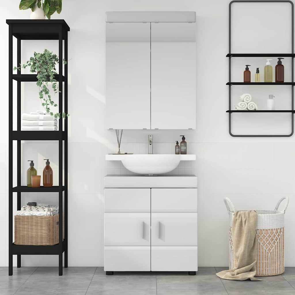 Set di mobili per il bagno TULUM 2 pcs Bianco Lucido | homemem39