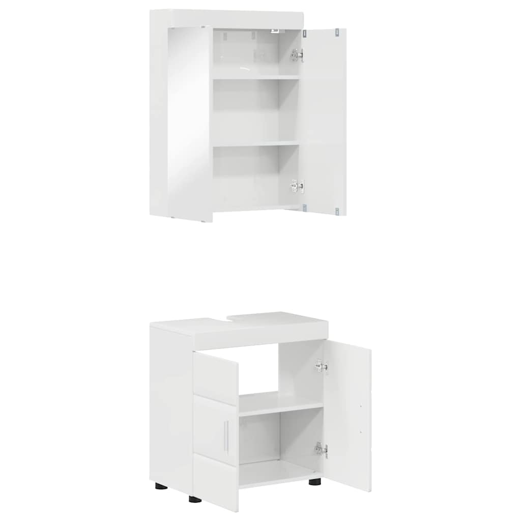 Set di mobili per il bagno TULUM 2 pcs Bianco Lucido | homemem39