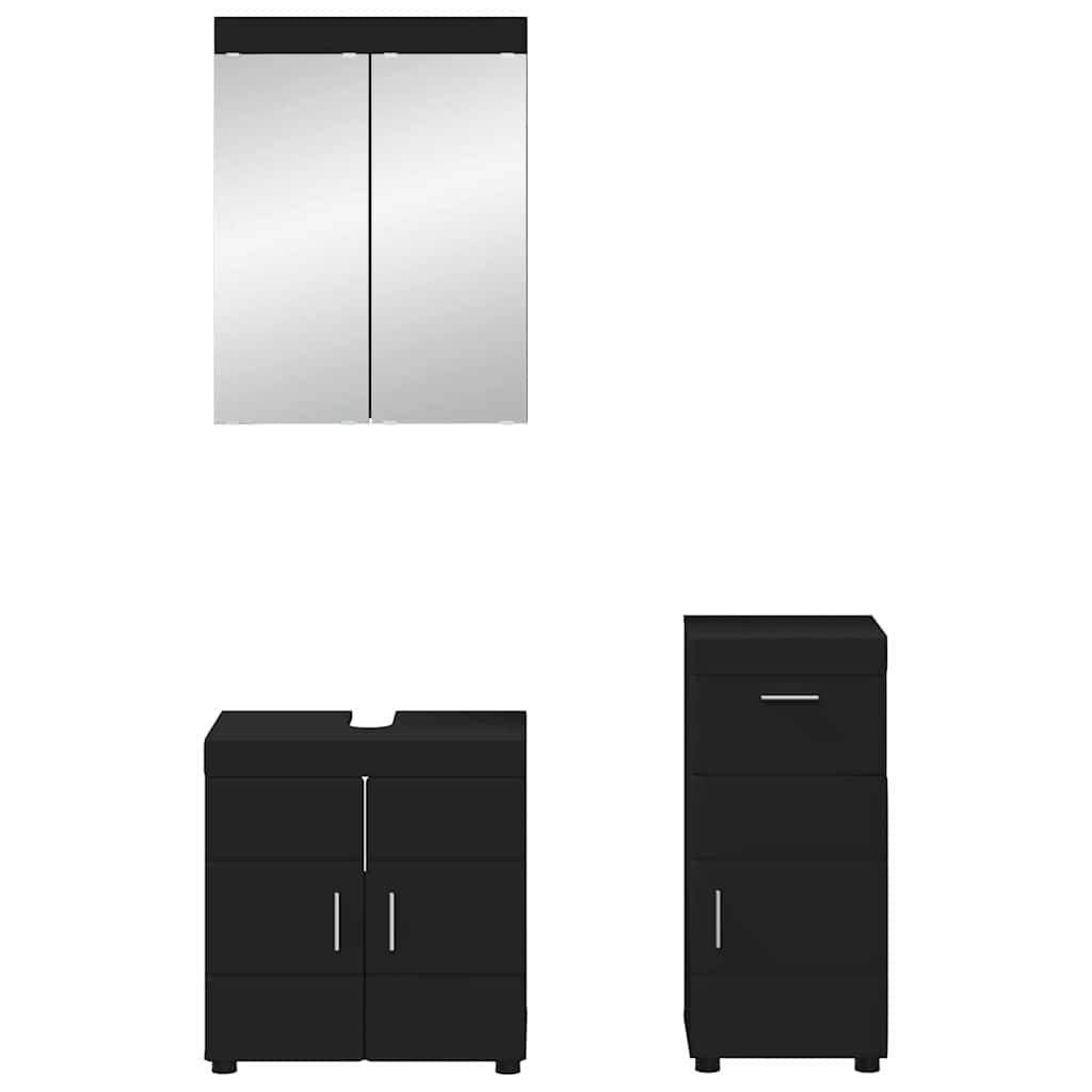 Set di mobili per il bagno TULUM 3 pcs Nero 60 x 34 x 63 cm