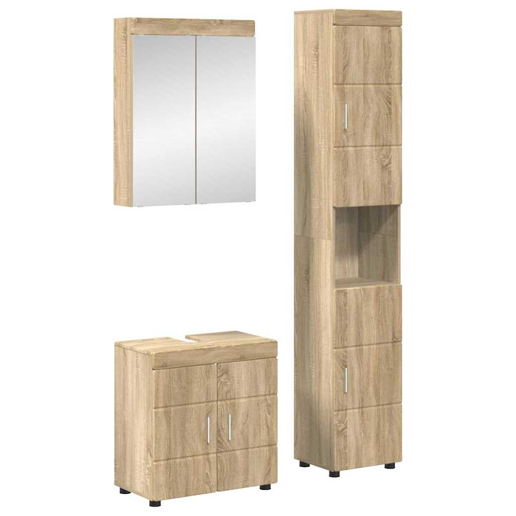 Set di mobili per il bagno TULUM 3 pz Rovere Sonoma