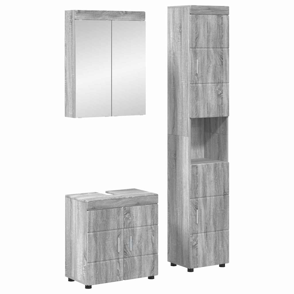 Set di mobili per il bagno TULUM 3 pcs Grigio Sonoma | homemem39