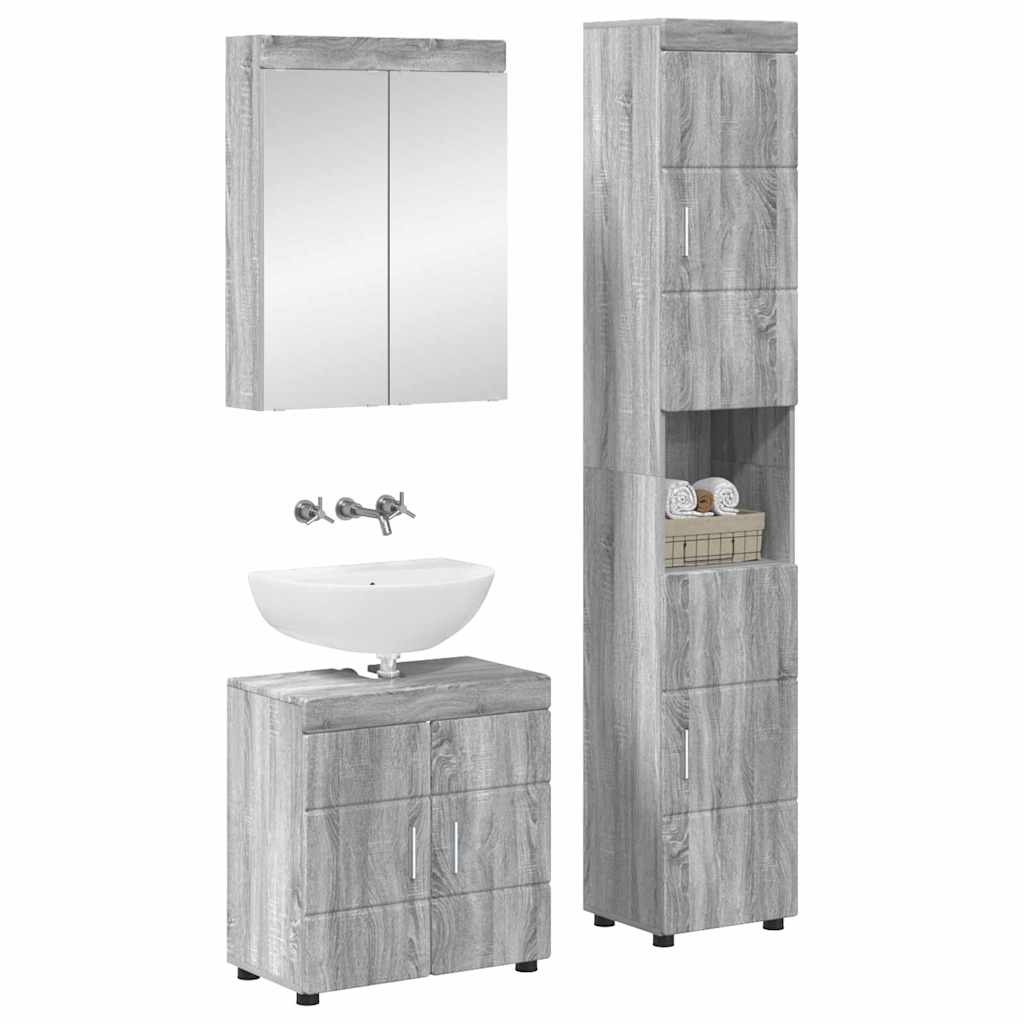 Set di mobili per il bagno TULUM 3 pcs Grigio Sonoma