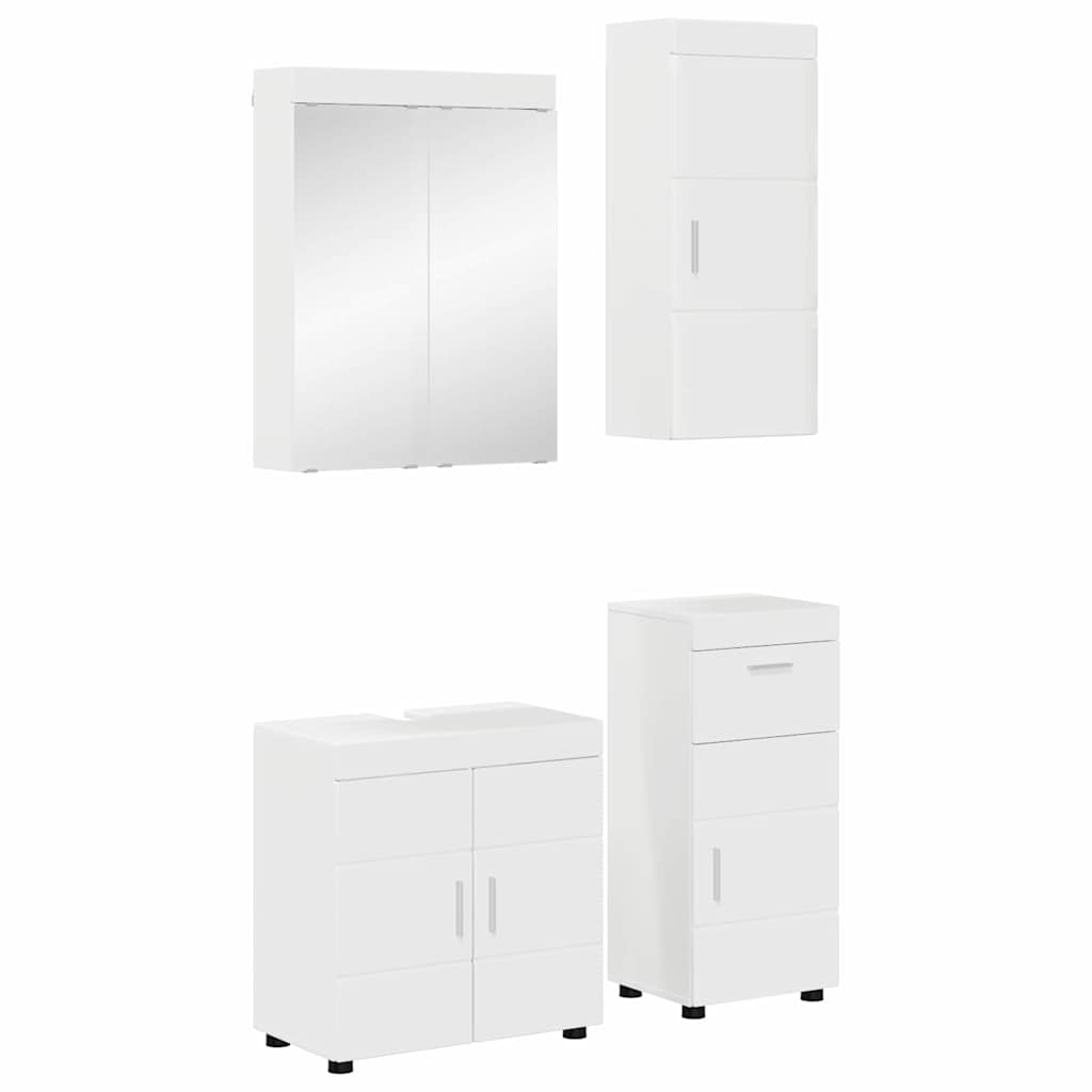 Set di mobili per il bagno TULUM 4 pz Bianco Lucido | homemem39