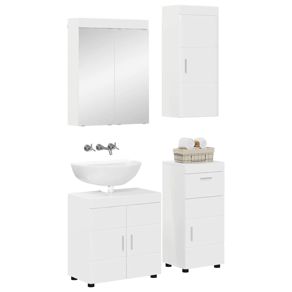 Set di mobili per il bagno TULUM 4 pz Bianco Lucido | homemem39