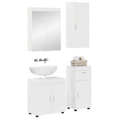 Set di mobili per il bagno TULUM 4 pz Bianco Lucido | homemem39