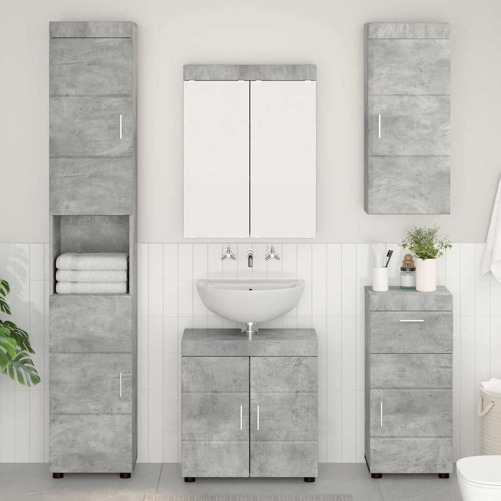Set di mobili per il bagno TULUM 5 pz Grigio cemento | homemem39