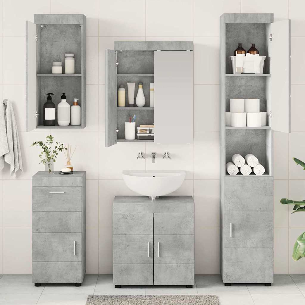 Set di mobili per il bagno TULUM 5 pz Grigio cemento | homemem39