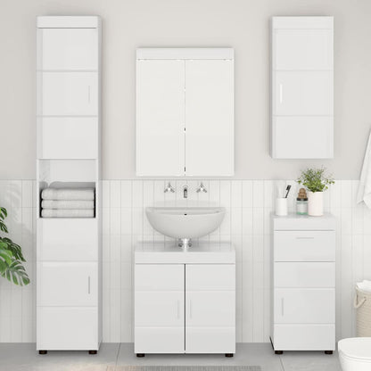 Set di mobili per il bagno TULUM 5 pz Bianco Lucido | homemem39