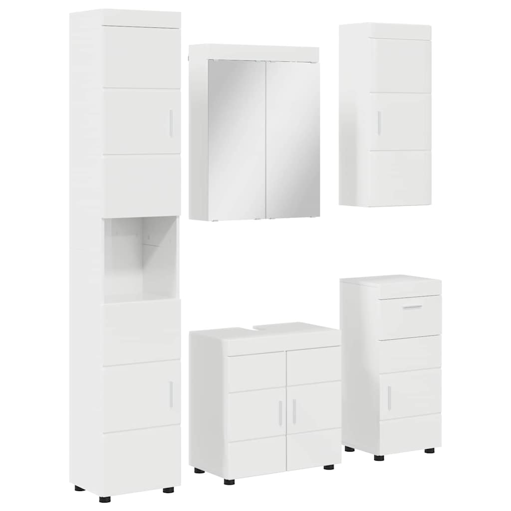 Set di mobili per il bagno TULUM 5 pz Bianco Lucido | homemem39