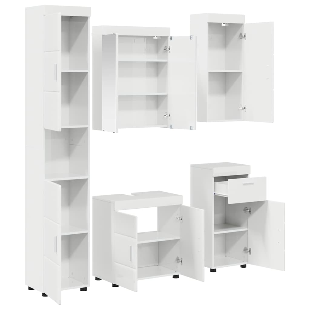 Set di mobili per il bagno TULUM 5 pz Bianco Lucido | homemem39