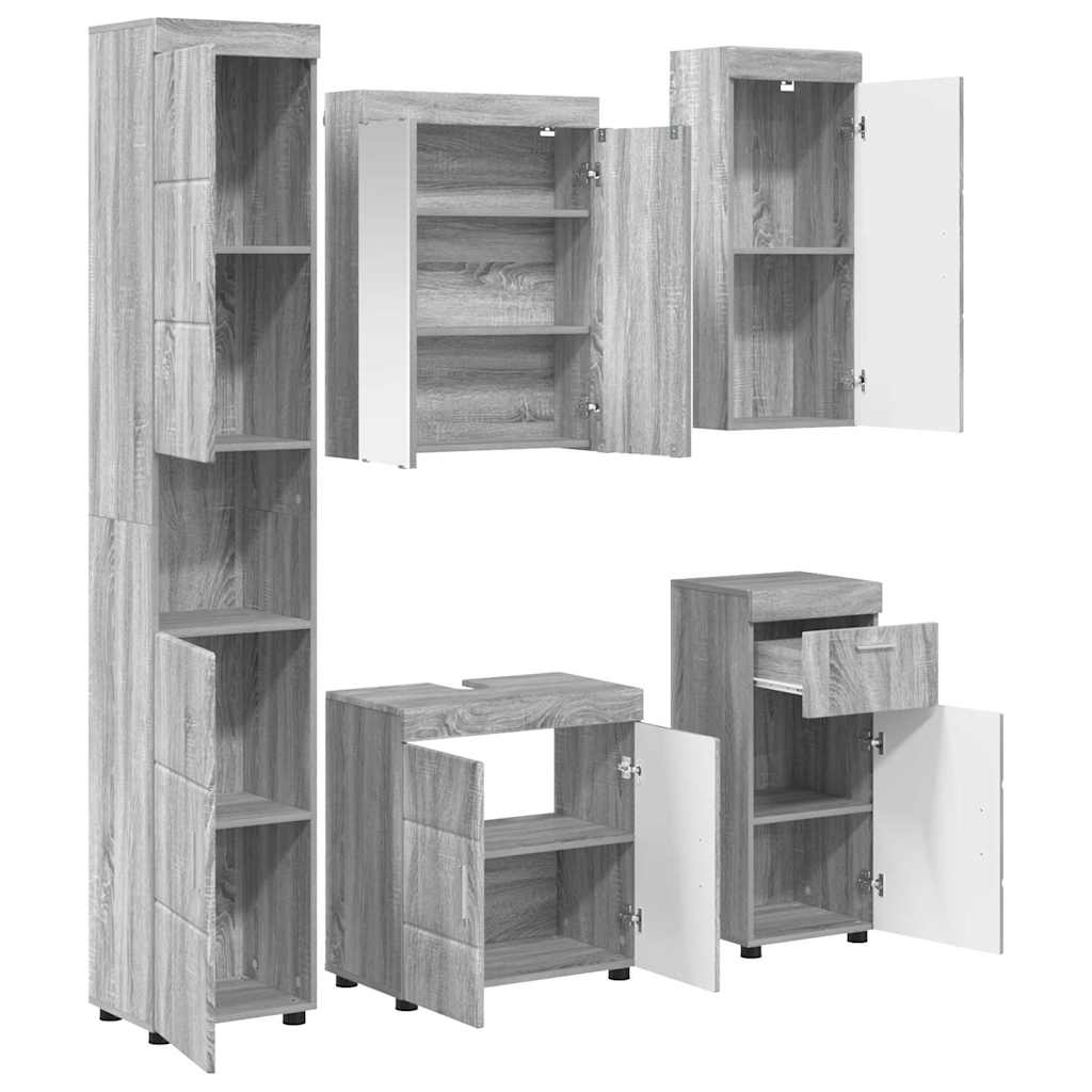 Set di mobili per il bagno TULUM 5 pcs Grigio Sonoma | homemem39