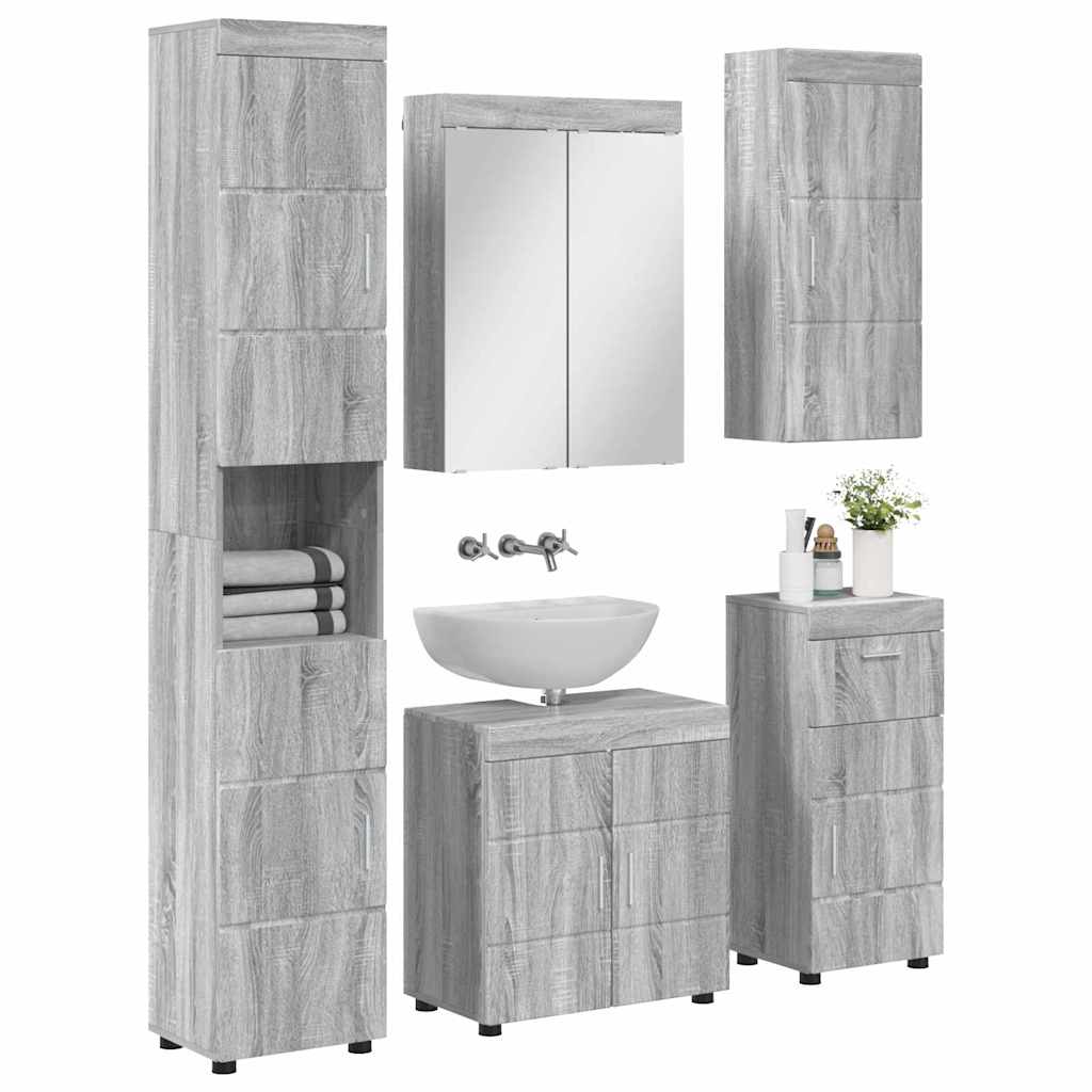 Set di mobili per il bagno TULUM 5 pcs Grigio Sonoma | homemem39
