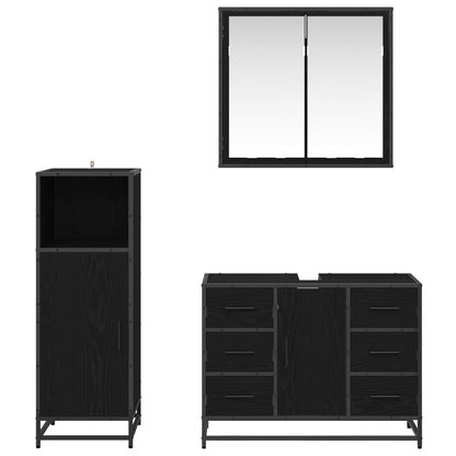 Set di mobili per il bagno 3 pcs Rovere Nero Legno multistrato | homemem39