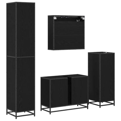 Set di mobili per il bagno 4 pcs Rovere Nero Legno multistrato | homemem39