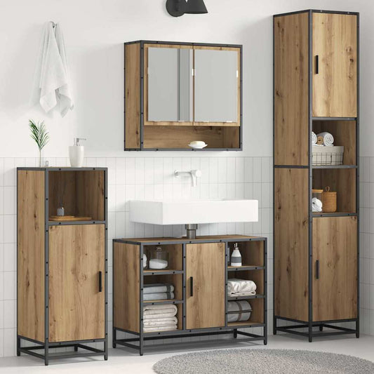 Set di mobili per il bagno con lo scaffale Rovere artigianale | homemem39