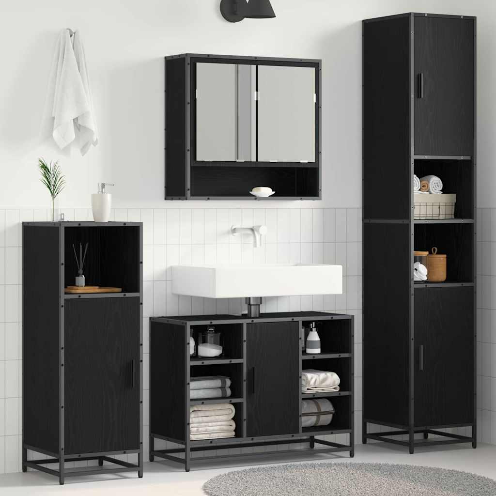 Set di mobili per il bagno Rovere Nero 35 x 37,5 x 188,5 cm | homemem39