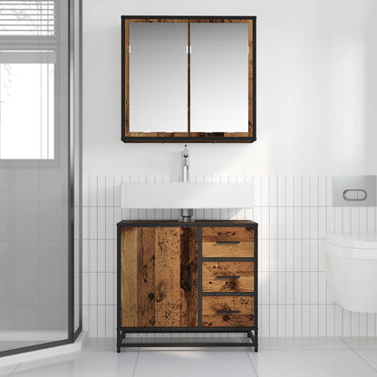 Set di mobili per il bagno con cassetto 2 pcs Legno vecchio | homemem39