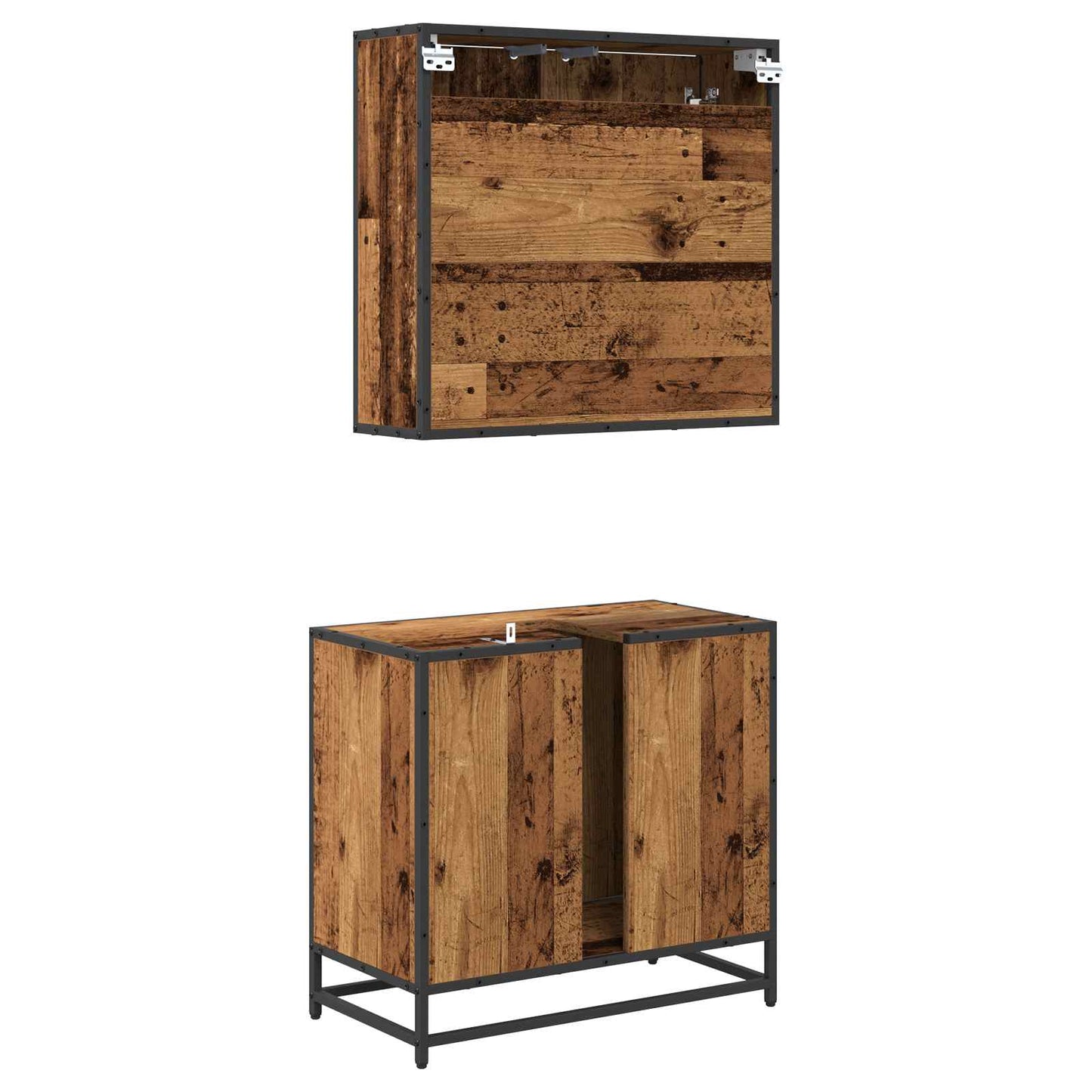 Set di mobili per il bagno con cassetto 2 pcs Legno vecchio | homemem39