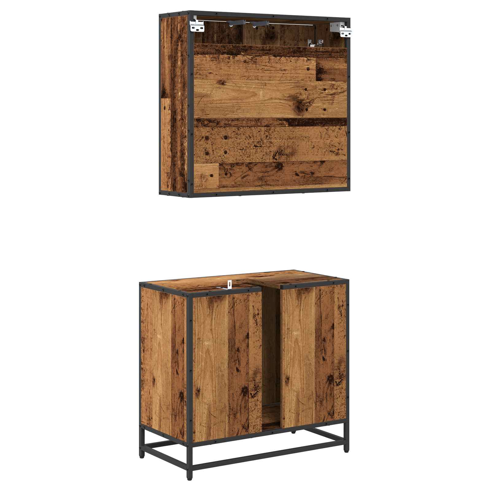 Set di mobili per il bagno con cassetto 2 pcs Legno vecchio | homemem39
