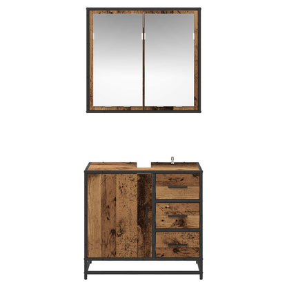 Set di mobili per il bagno con cassetto 2 pcs Legno vecchio | homemem39