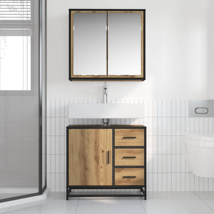 Set di mobili per il bagno con porta 2 pcs Rovere artigianale | homemem39