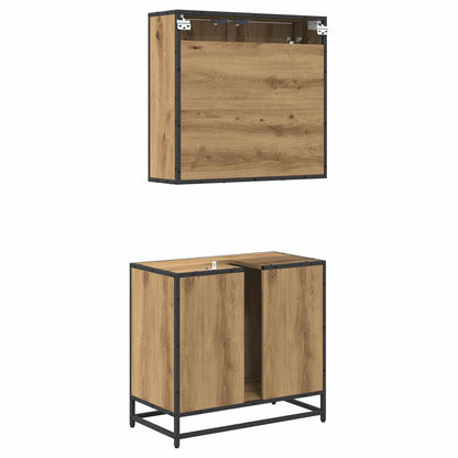 Set di mobili per il bagno con porta 2 pcs Rovere artigianale