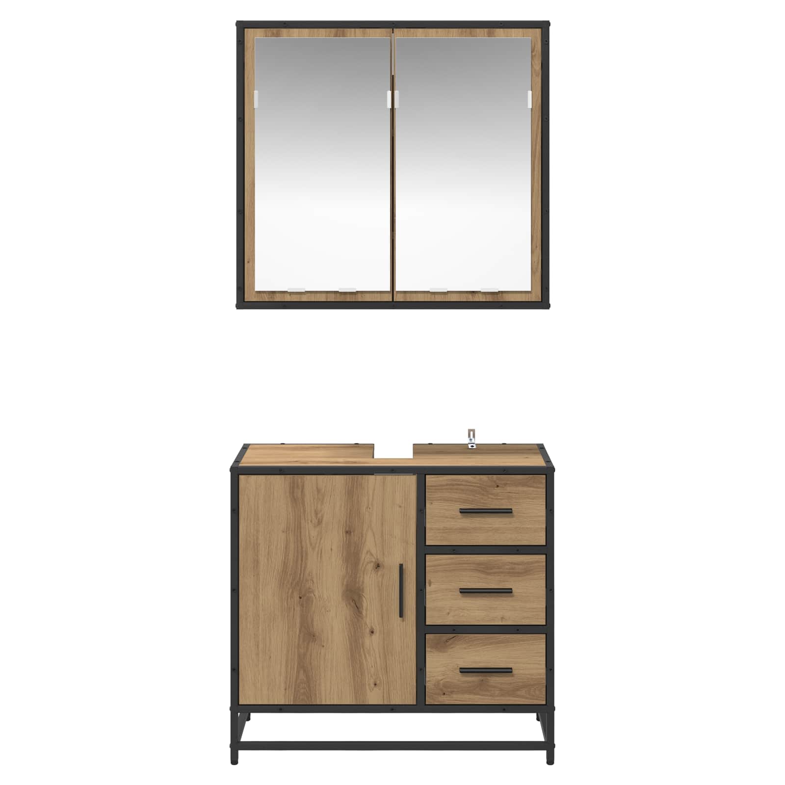 Set di mobili per il bagno con porta 2 pcs Rovere artigianale | homemem39