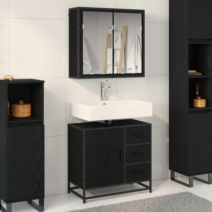 Set di mobili per il bagno 2 pcs Rovere nero Legno multistrato | homemem39