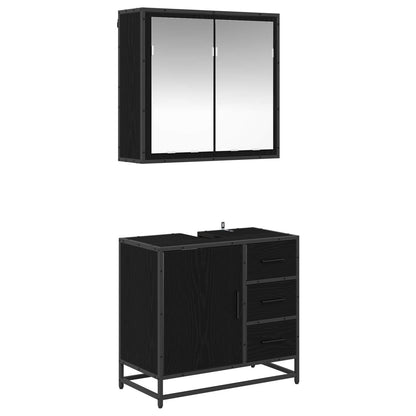 Set di mobili per il bagno 2 pcs Rovere nero Legno multistrato | homemem39
