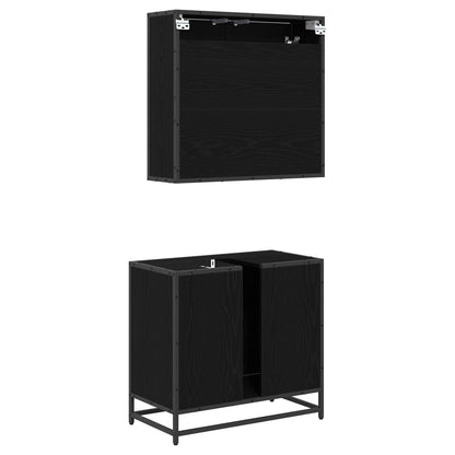 Set di mobili per il bagno 2 pcs Rovere nero Legno multistrato | homemem39