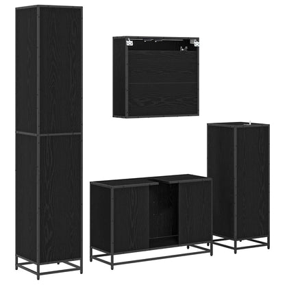Set di mobili per il bagno 4 pcs Rovere Nero Legno multistrato | homemem39