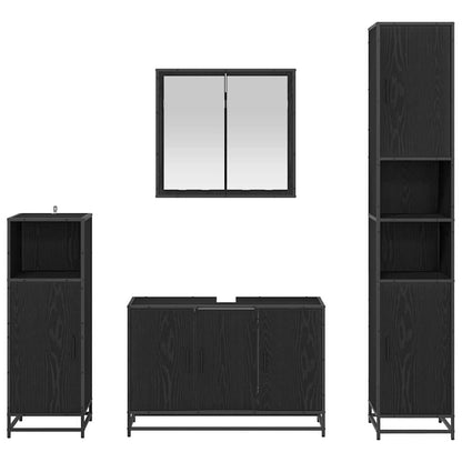 Set di mobili per il bagno 4 pcs Rovere Nero Legno multistrato | homemem39