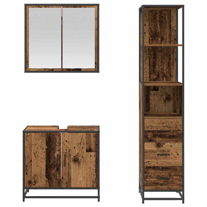 Set di mobili per il bagno con cassetto 3 pcs Legno vecchio | homemem39