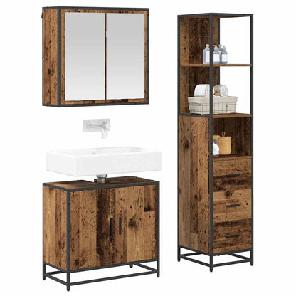 Set di mobili per il bagno con cassetto 3 pcs Legno vecchio | homemem39