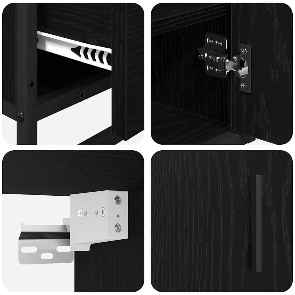 Set di mobili per il bagno 3 pcs Rovere Nero Legno multistrato | homemem39