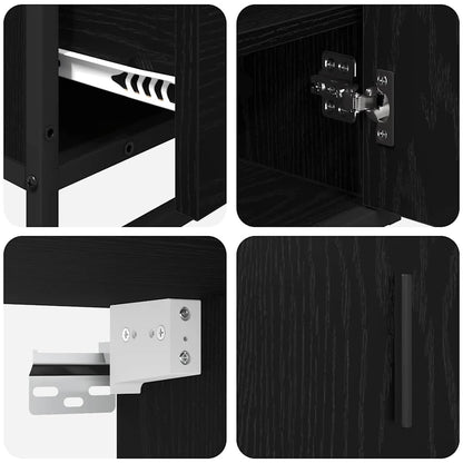 Set di mobili per il bagno 3 pcs Rovere Nero Legno multistrato | homemem39
