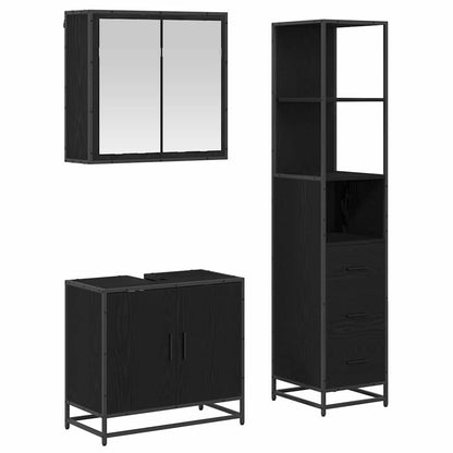 Set di mobili per il bagno 3 pcs Rovere Nero Legno multistrato | homemem39