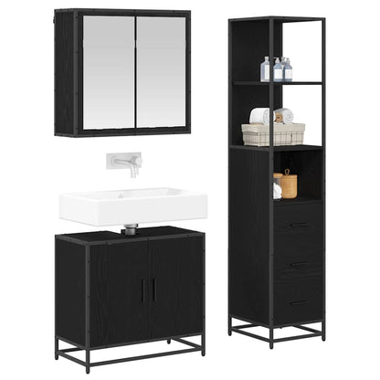 Set di mobili per il bagno 3 pcs Rovere Nero Legno multistrato | homemem39